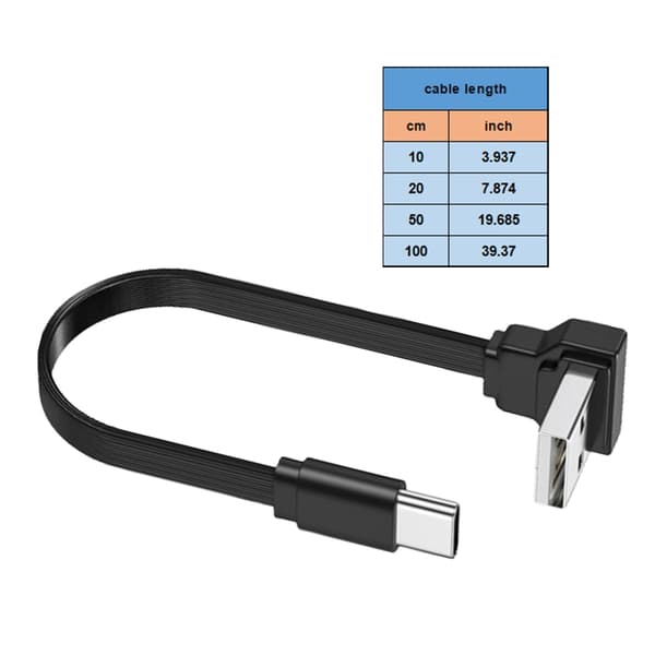 Lille 90 graders USB C til USB A-kabel til effektiv opladning og datasynkronisering 0.2m Bend down