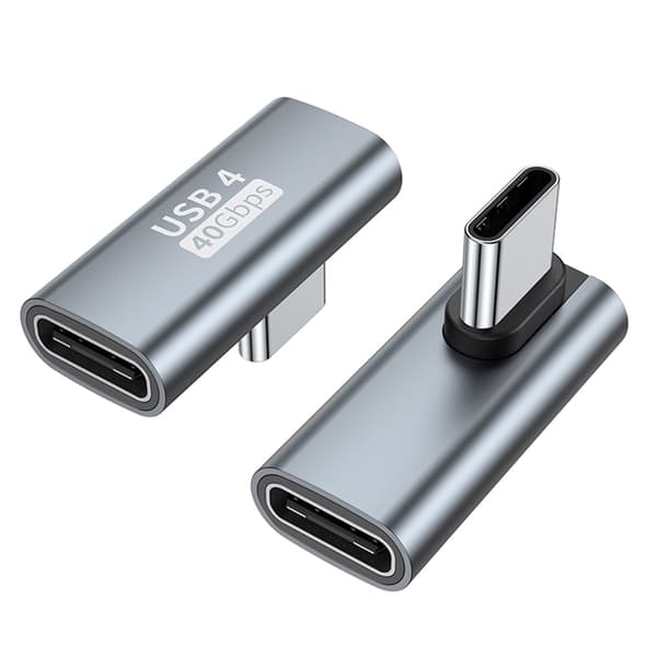 90 Graders USB C til USB C Adapter Type C Hun til USB C Han Konverter Opladning Black Right bend