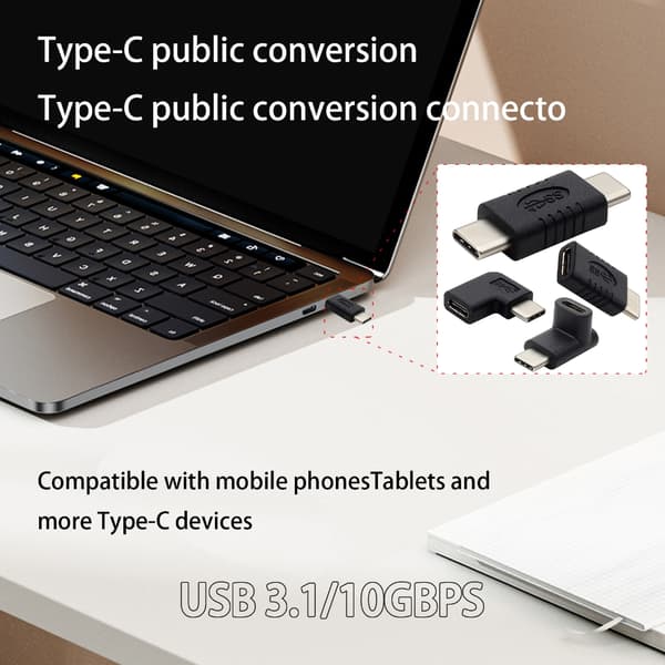 USB C till USB C-adapter Typ C Fullfunktionsomvandlare för snabbladdning och data MF straight head
