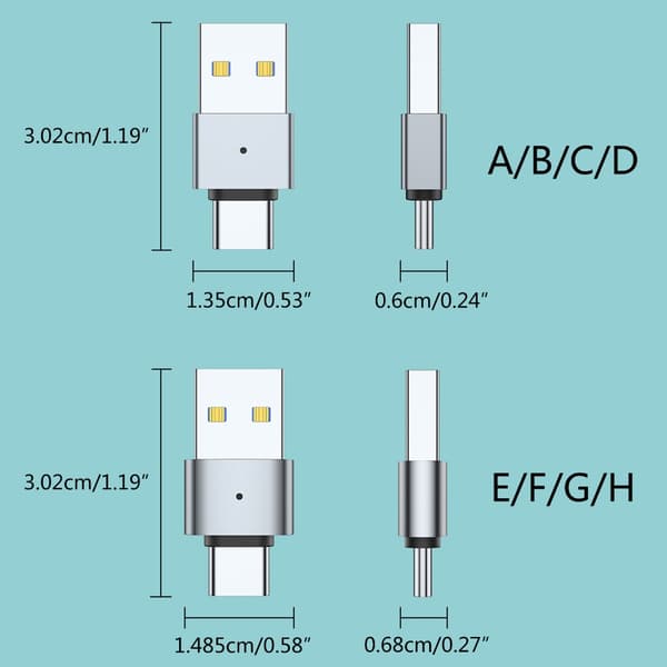 Metal USB Han til USB C Han Adapter til Hurtig Dataoverførsel og Opladning null - Round no light GY