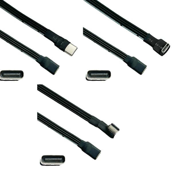 USB C Hann til Hunn USB C Synkroniserings- og Ladekabel 480mbps Data Ribbon Flat 0.15m elbow