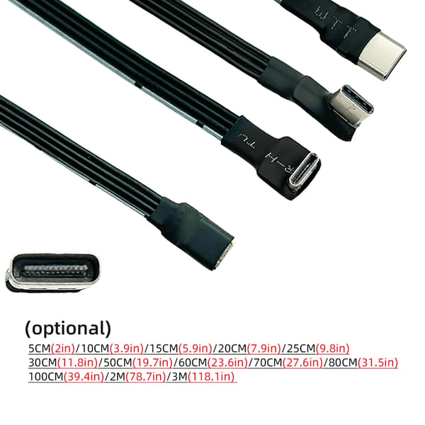 USB C Hann til Hunn USB C Synkroniserings- og Ladekabel 480mbps Data Ribbon Flat 0.15m elbow
