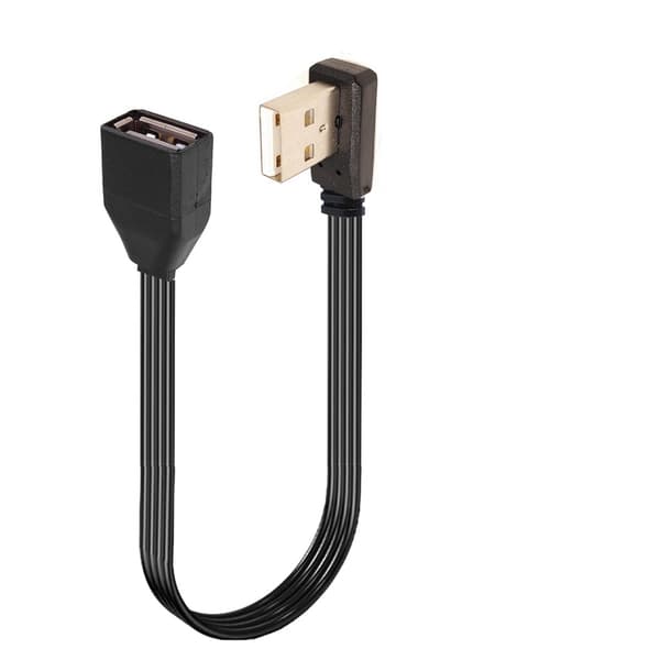 Flat datakabel USB 2.0 forlengelseskabel 90 graders/rett hode hann til hun 5cm straight head