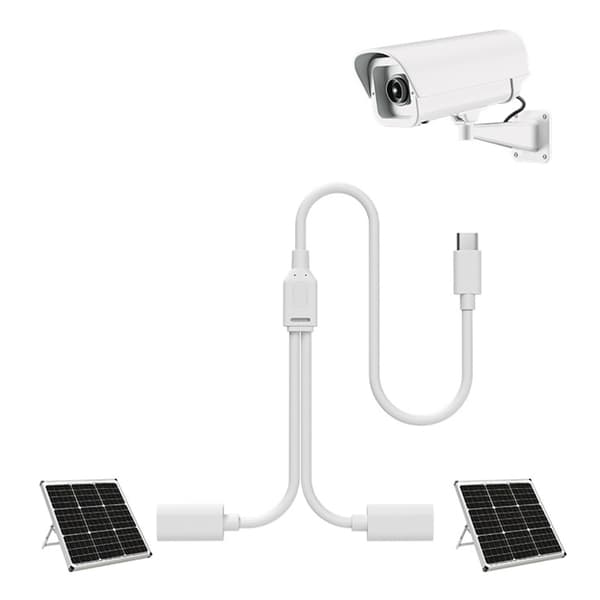 Fleksibelt Type C splitterkabel til dobbeltpanel solarkameraer sikre opsætninger White