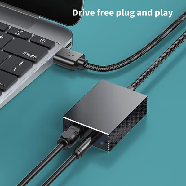 USB til 3,5 mm og optisk lydkonverter for engasjerende gaming 20com