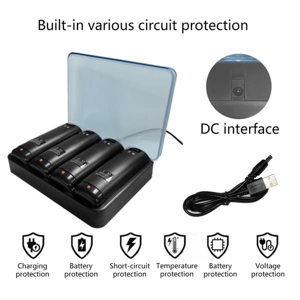 4-ports smart opladerdock til genopladelige batterier /til UCon White