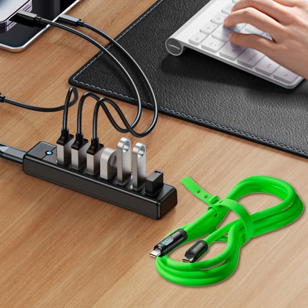 240W Silikone USB C Ladekabel Med Digitalt Display Type C Kabel Til Hurtig Opladning Og Problemfri Datasynkronisering