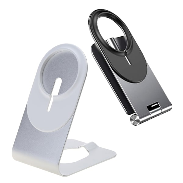 Fällbar skrivbordsstativ i aluminiumlegering för mobiltelefoner, passar till Apple 12 Silver