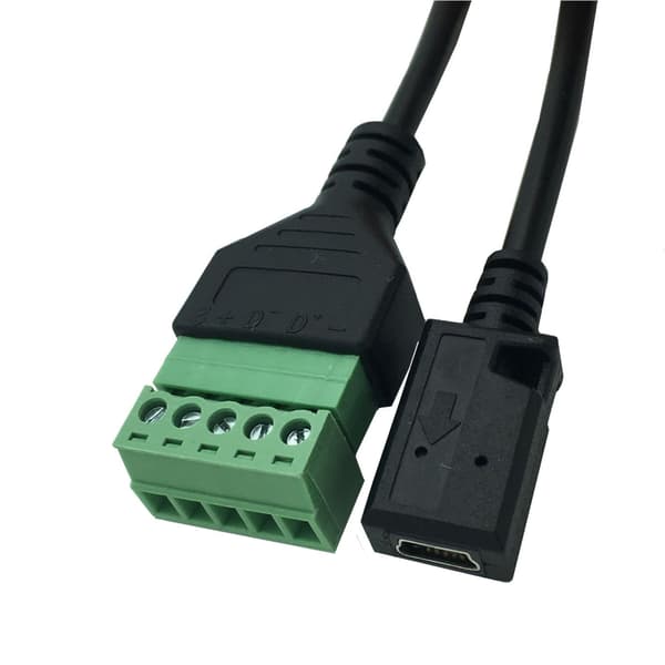 Mini USB 5-pin til 5-pin skruterminaladapterkabel, holdbar ABS- og metallkonstruksjon null - B