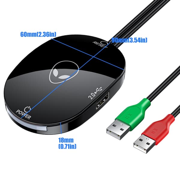 Computerstrømafbrydere Forlængerkabel med USB2.0-hub og lys LED-indikator for nem skrivebordsbetjening