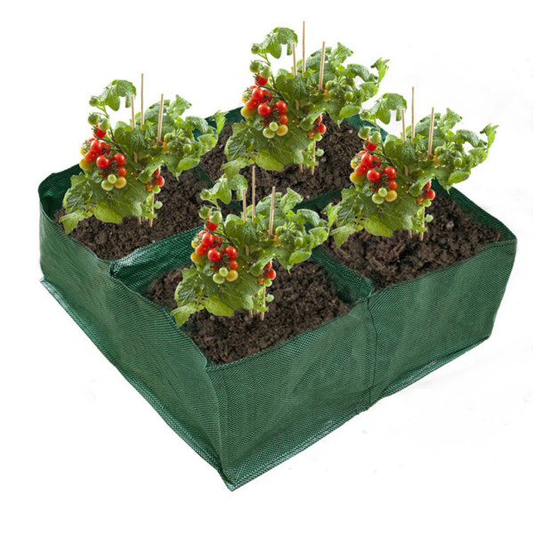 Upphöjd trädgårdsplanteringspåse Säng 4 delade galler Hållbar fyrkantig plantering Odla kruka för morotslök Ört Blomma grönsaksväxter