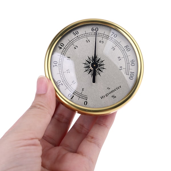 Runda Guld Termometer och Hygrometer 72mm Temperaturövervakning Luftfuktighetsmätare Mätare Ingen Batteri Behövs för Inomhus Kontor