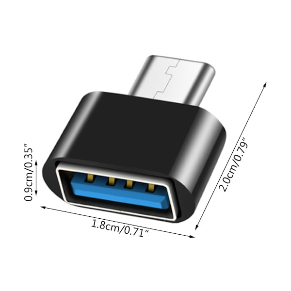 1 par TypeC til USB-adapter Interfacekonvertering Datatransmission Opladningskonvertering til mobiltelefoner og tablets Black