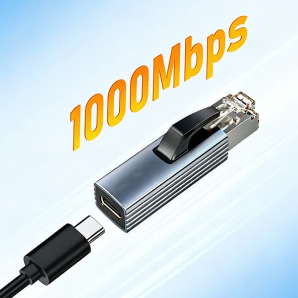 Bærbare Type C til RJ45-adaptere 1000 Mbps ledningsnetværk til videokonferencer