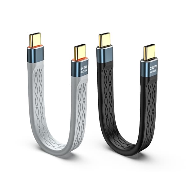 USB 4-kabel 40 Gbps overføringshastighet myk USB C til USB C ladekabel Black 2K