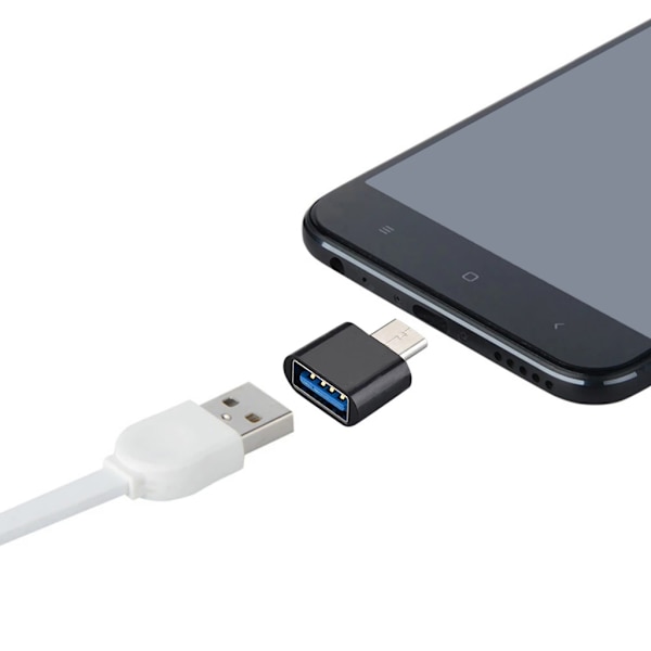 1 par TypeC til USB-adapter Interfacekonvertering Datatransmission Opladningskonvertering til mobiltelefoner og tablets White