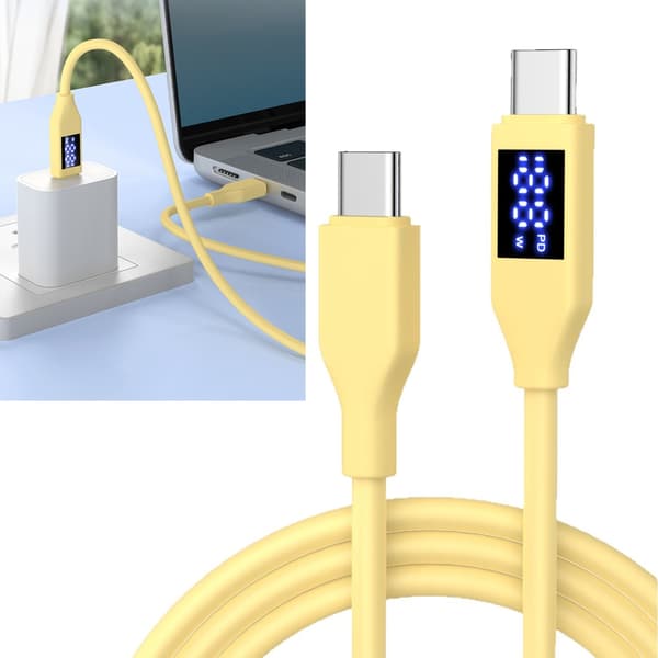 Nopea lataus 60W USB C - USB C -kaapeli silikoninen datakaapeli pitkäaikaiseen käyttöön White
