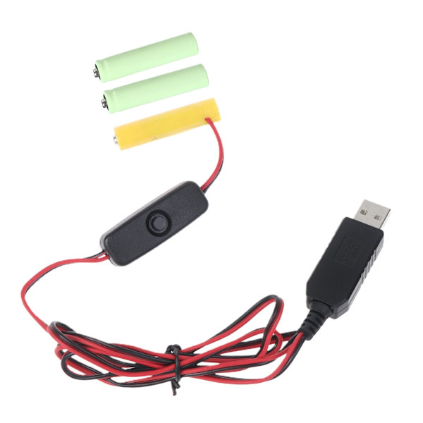 USB till 4.5V Dummy Batterikabel för 3 st AAA LR03 Batteri Eliminatorer för LED-lampor, Radio, Elektroniska Leksaker