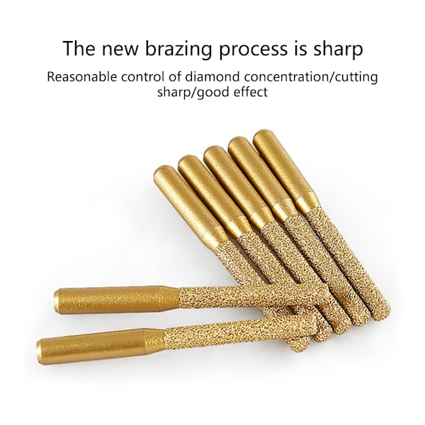 Lödd Diamantfräs Golden Rak Skaft Marmor Sten Granit Gravyr Maskin Kanter Slip Maskin Carving