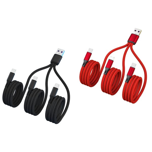 3-Port Micro USB til USB 2.0 Splitter Opladerkabel USB2.0 til Micro USB Konverter Til Smartphones Tablets Black 20cm