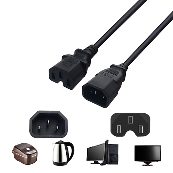 C14 till C15 Förlängningskabel IEC320 C14 Han till C15 Hon Adaptrar