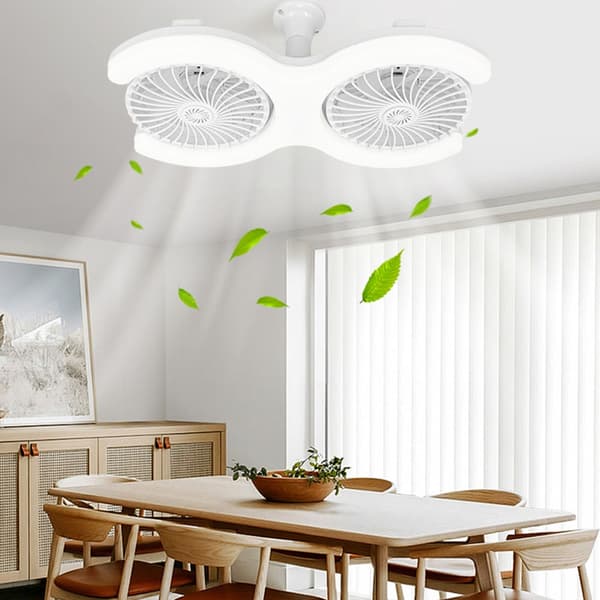 Dobbelt hoved ventilator med LED lys E27 fatning LED loftventilator lys holdbar
