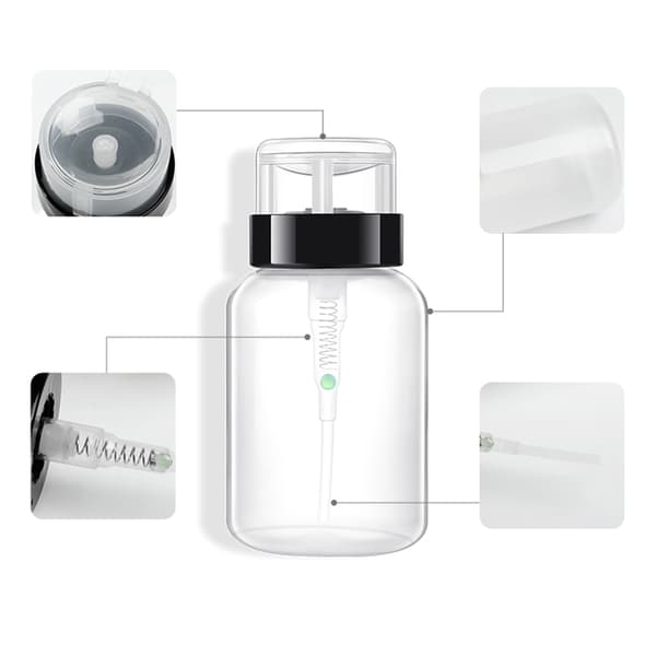 200ml Tryck ner Dispenser Nagellacksremover Pump Tomma Flaskdispensrar White