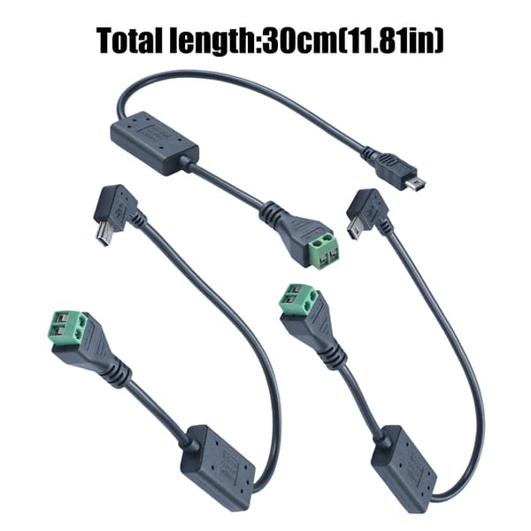 Fleksibel PVC-isolert 2-pinners til Mini 5-pinners ledning DC5V-25V til 5V nedtrappingskabel null - Bend right
