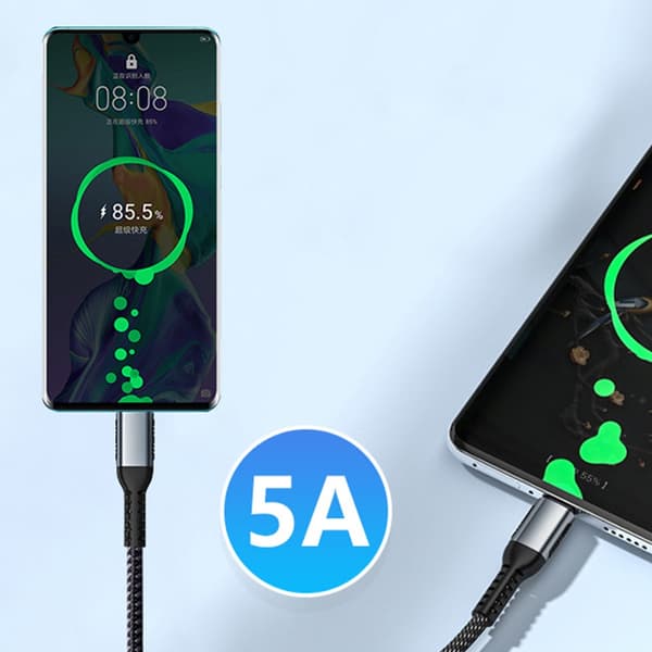 Hurtigopladningskabel 100W USB C til USB C datakabel 480Mbps dataoverførsel 1m