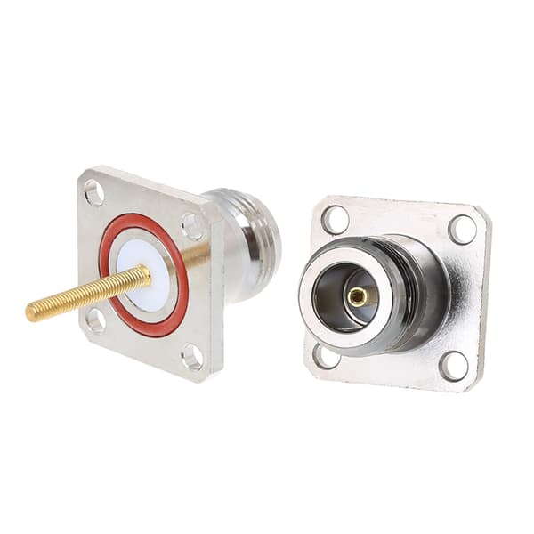 Messing N Hunn Jack-kontakt med 4-hulls Flensmontering Chassis RF Adapter Lang S