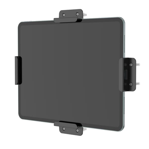 Pladsbesparende tablet vægbeslag med selvlåsende mekanisme, sort