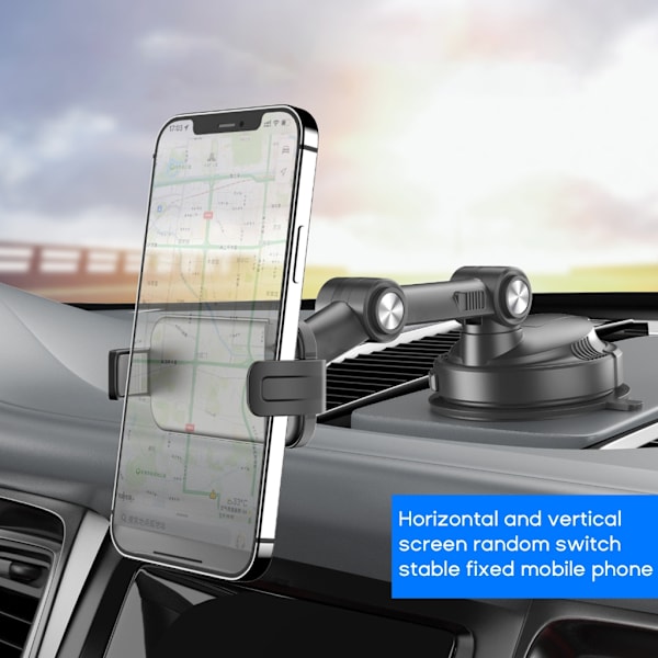 Telefonhållare Bil Centerkonsol Stack Hållare Sug Stöd Klämma Fäste Hand-Free Gray