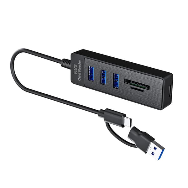 USB3.0 USB2.0 Hubbar Två Kortplatser 5Gbps Överföring För Datorplattor Smartphone USB Type C port