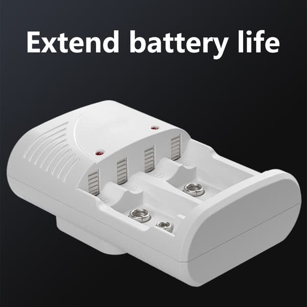 Funksjonell hurtigladeenhet for AA 3A 9V oppladbar batterilader Black