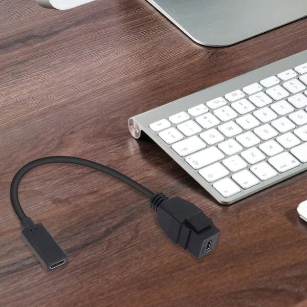 Snabb Laddning USB 3.1 Typ C Keystone Förlängningskabel för Väggkontakter Black