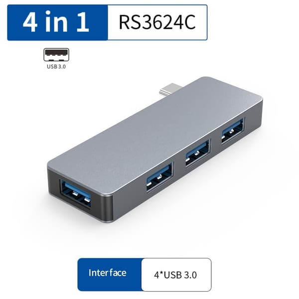Aluminium USB3.0 Hubs Hurtig dataoverførsel Samtidig forbindelse til hjemmekontorer null - RS3624CC