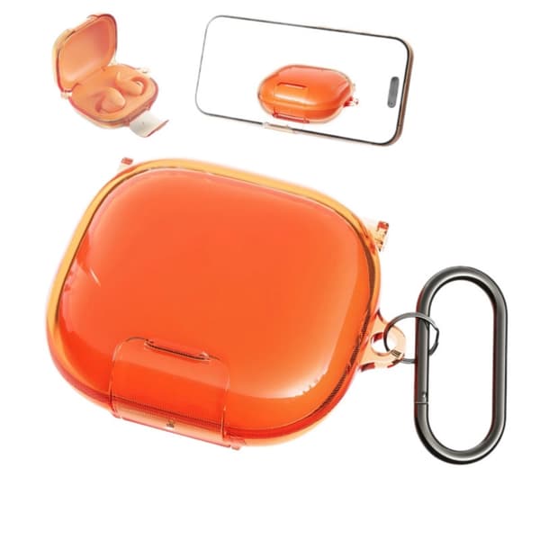 Fleksibelt TPU-cover til Fit 2025 Earbuds Case Shell med telefonstativfunktion Orange