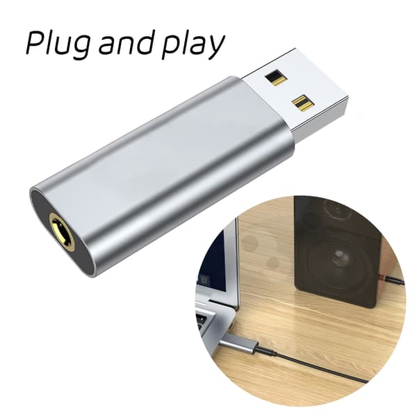 Bærbar USB-lydadapter USB til 3,5 mm jack-lydadapter til computerbærbar