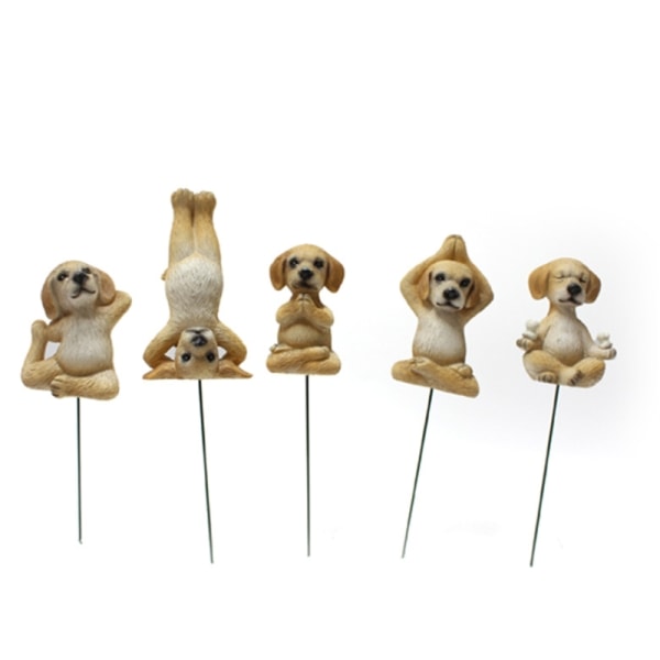 5 st/ set Resin Yoga Hundar Figurine Holiday Garden Skulptur Hushåll