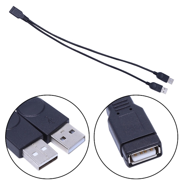 USB 2 Port Splitter Kabel, USB Typ A Splitter 1 Hona till 2 Hane USB 2.0 Y Adapter Strömkabel Förlängningshubb 37cm