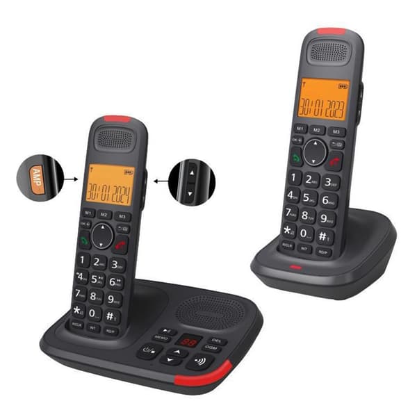 DECT trådløs telefon udvidelig med 2 håndsæt telefon til flere rum US regulations