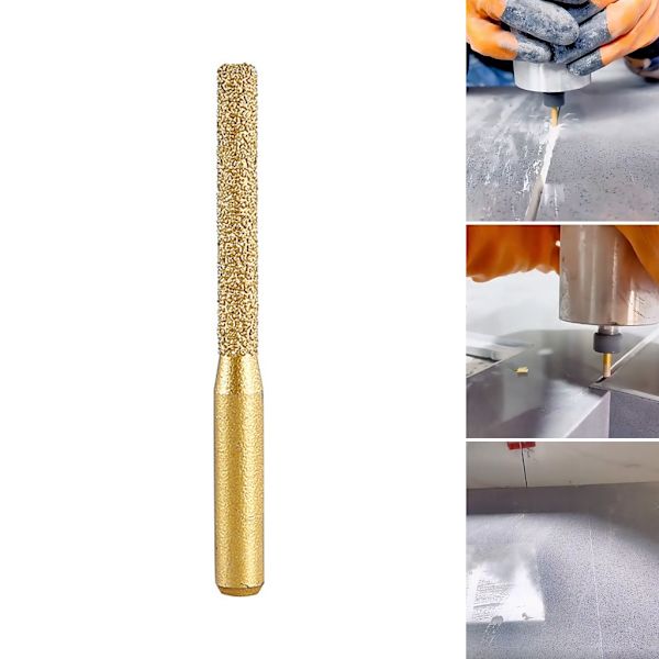Lödd Diamantfräs Golden Rak Skaft Marmor Sten Granit Gravyr Maskin Kanter Slip Maskin Carving
