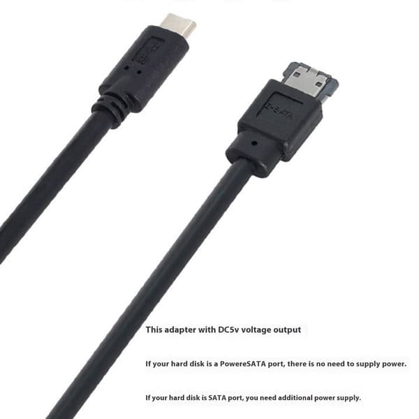 USB 3.0 Typ C till eSATA Adapterkabel med 5V Strömutgång för Externa HDD SSD ODD
