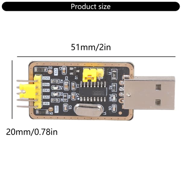 Plassbesparende CH340G RS232 USB til TTL seriell grensesnittmodul for mikrofon 3pc