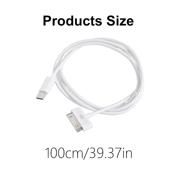 USB C till 30-pin kontaktkabel för effektiv laddning och dataöverföring för Phone 3G/3GS för Phone 4/4S Black