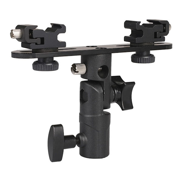 DSLR Dubbel Blixtfäste 2-Hotsko Fäste Speedlight Stativ Parasoll Blixt Hållare