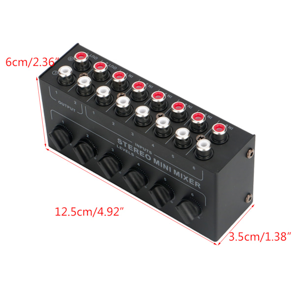 CX600 Mini Stereo 6-kanals Passiv Mixer Multi-kanals Mixer Audio Stereo Mixer