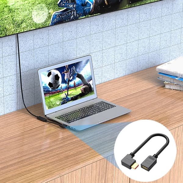Snabb HDTV-videokabel hane till hona förlängningskabel stöder 4K60hz 2K 50cm down bend