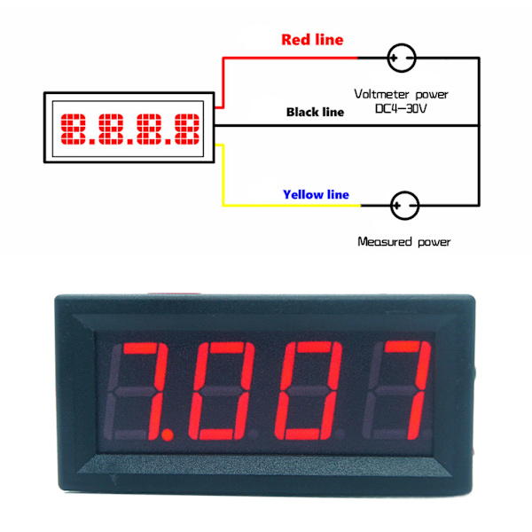 Super Mini 0,56 Tums 4-siffrig Voltmeter 100V för 13 12 Pro Max/Pro/Mini