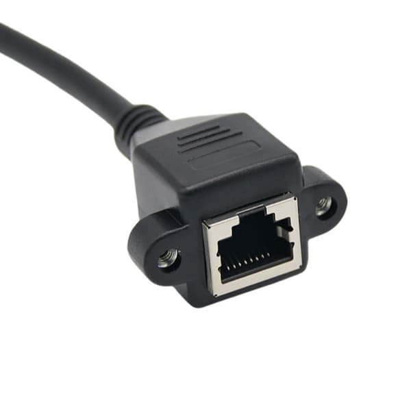 CAT6 RJ45 Kabel Han Til Hun Skrue Panelmontering Ethernet Netværksforlængerkabel Til Industriel Chassis Computer 0.3 m